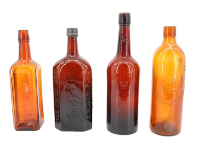 LOT OF AMBER BOTTLES