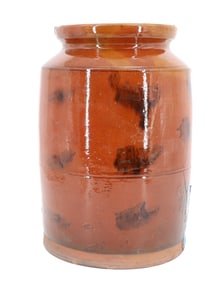 REDWARE POTTERY DECORATED JAR