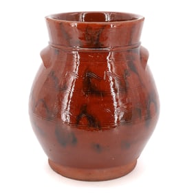 REDWARE POTTERY OVOID JAR