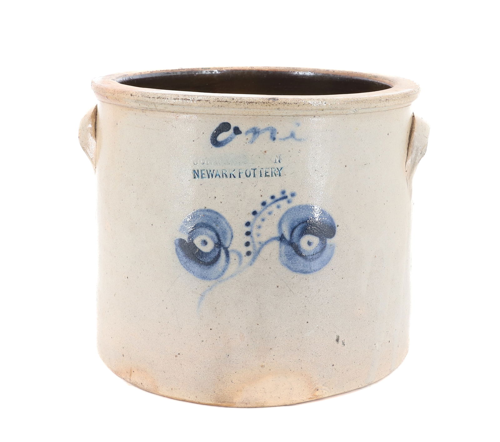 ONE GALLON BLUE DECORATED CROCK (1 of 6)