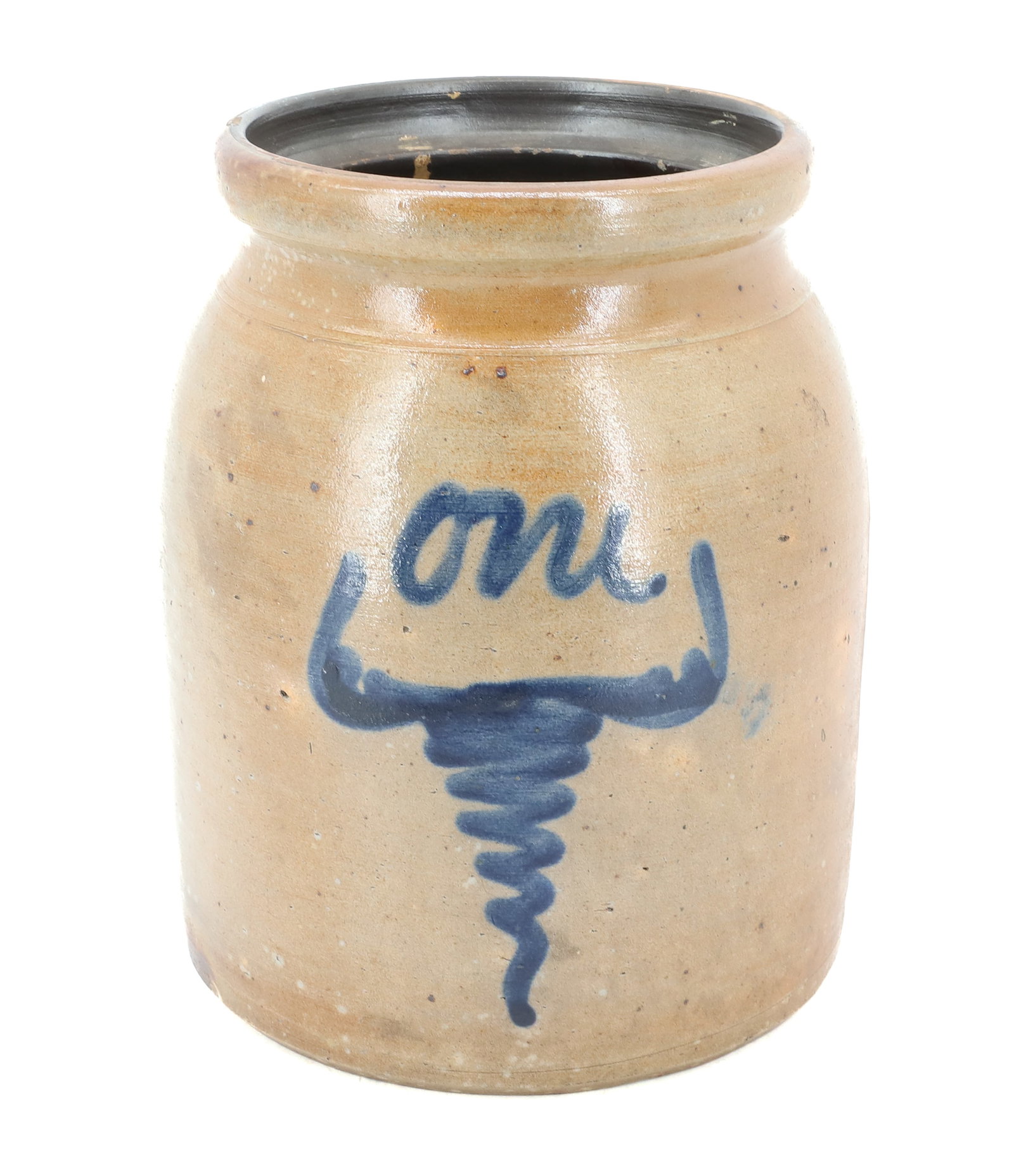 ONE GALLON BLUE DECORATED CROCK (1 of 6)