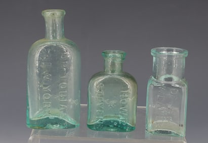(3) EARLY AQUA BOTTLES