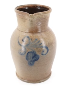 ONE GALLON BLUE DECORATED PITCHER