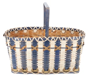 ANTIQUE PAINTED GATHERING BASKET