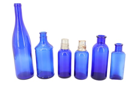 LOT OF COBALT BOTTLES 