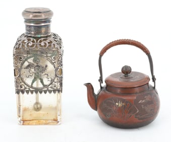 MINIATURE JAPANESE TEAPOT AND PERFUME BOTTLE