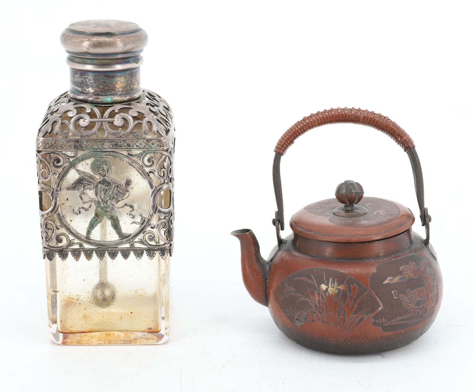 MINIATURE JAPANESE TEAPOT  AND PERFUME BOTTLE  (1 of 5)