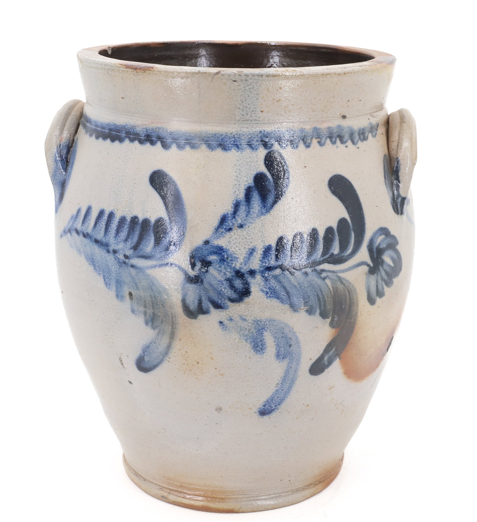 BLUE DECORATED OVOID CROCK  (1 of 7)