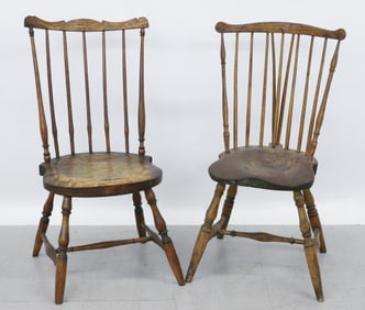 (2) EARLY BIRDCAGE WINDSOR CHAIRS