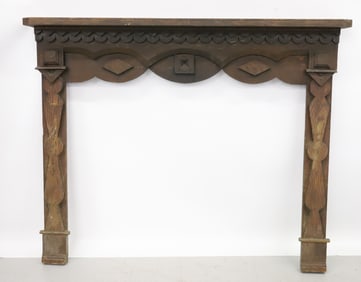 EARLY WOODEN FIREPLACE MANTLE 