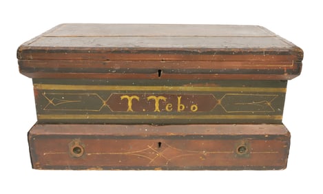 PAINTED WOODEN TOOL BOX