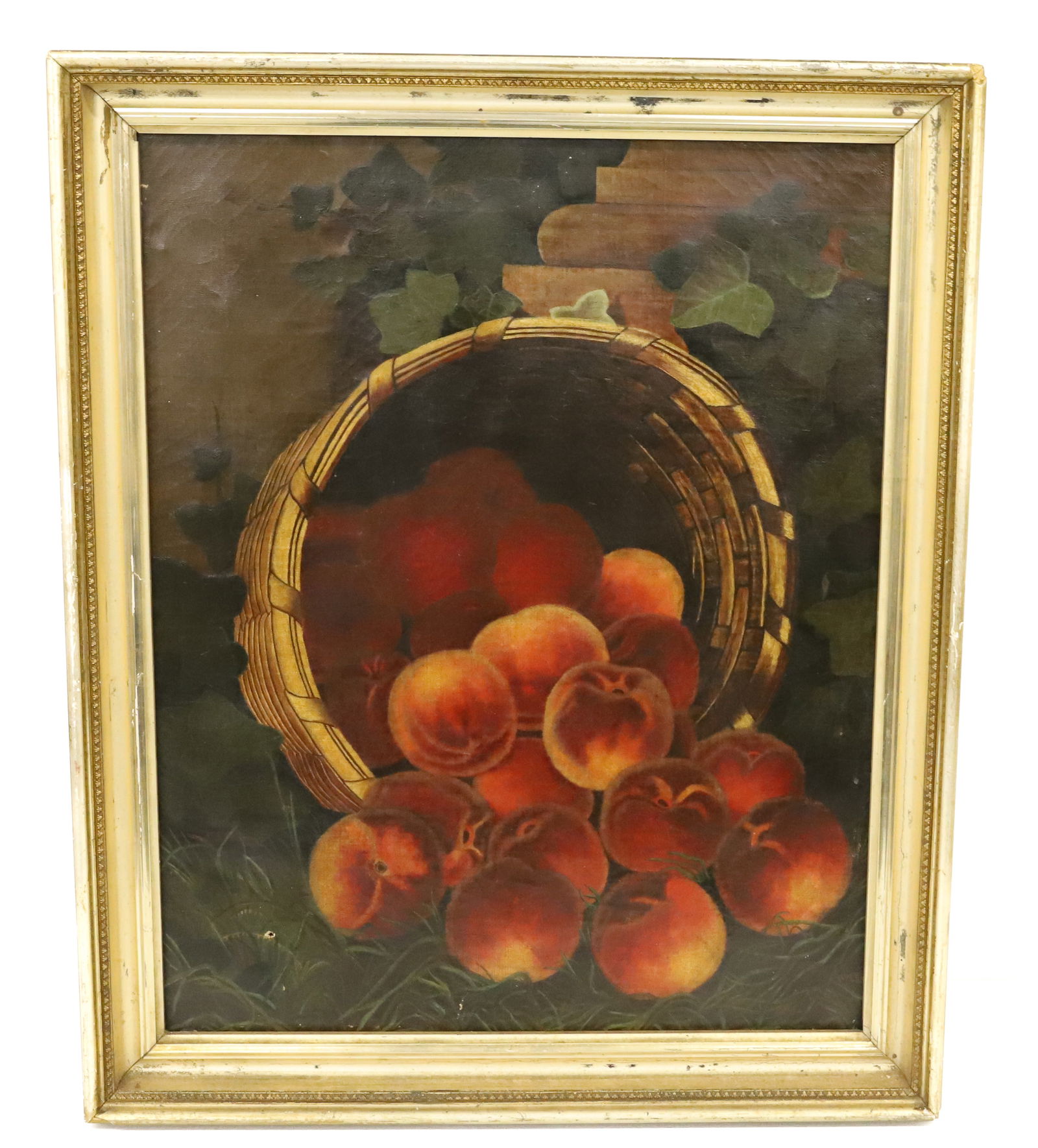 APPLES SPILLING FROM BASKET OIL ON CANVAS (1 of 5)