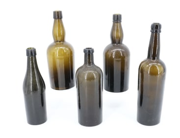 LOT OF OLIVE GREEN BOTTLES