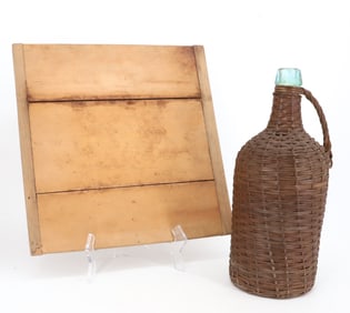WOODEN DOUGH BOARD AND COVERED BOTTLE
