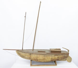 LARGE WOODEN POND BOAT