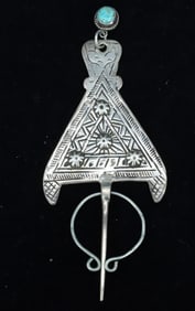 DECORATED SILVER FIBULA, BROOCH