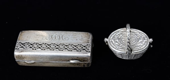 STERLING SILVER HOLDER AND BASKET