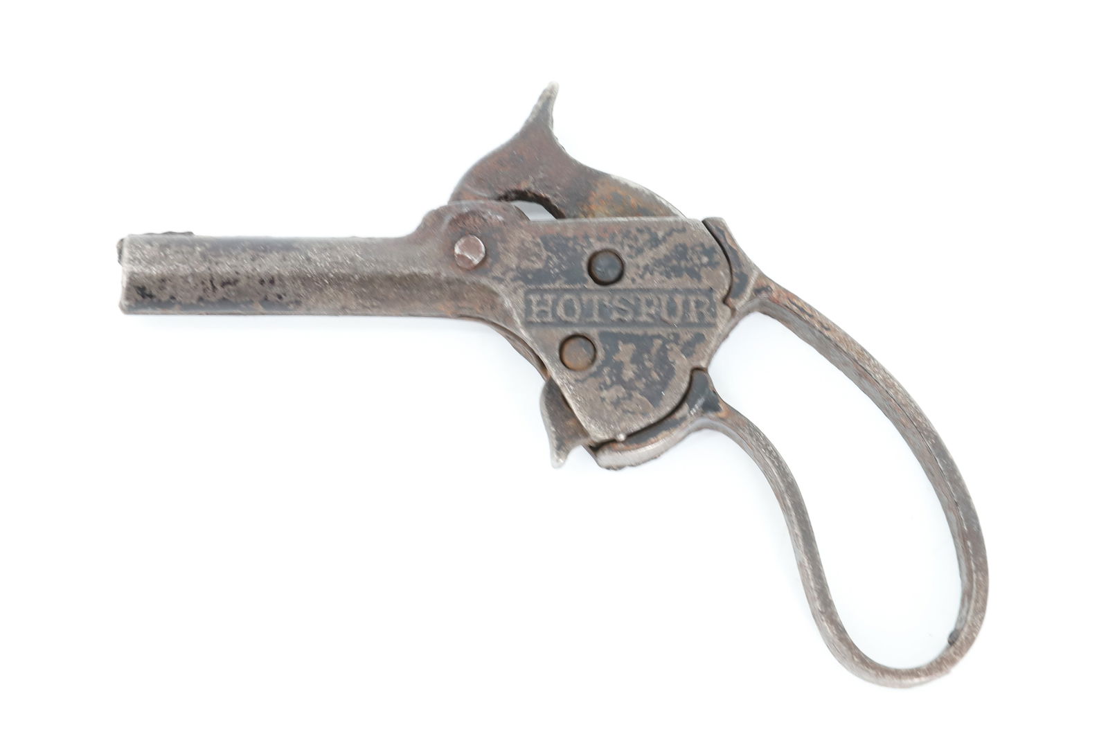 HOTSPUR CAST IRON CAP GUN: 4 1/4" L. PLEASE READ CAREFULLY - Terms for Purchasing and Shipping of Auction Items. Please read carefully before bidding. All payments for purchases will be made through LiveAuctioneers.com payment