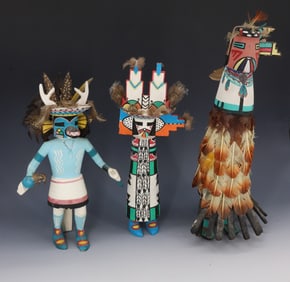 (3) NATIVE AMERICAN KACHINA DOLLS