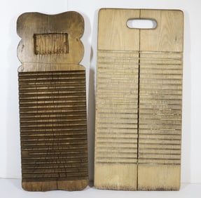 (2) EARLY WOODEN SCRUB BOARDS