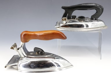 (2) VINTAGE CHROME ELECTRIC IRONS