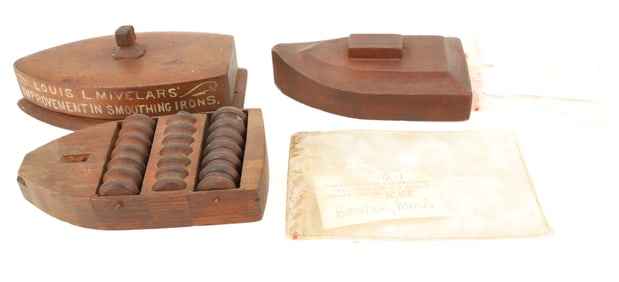 WOODEN PATENT MODEL IRON BASES