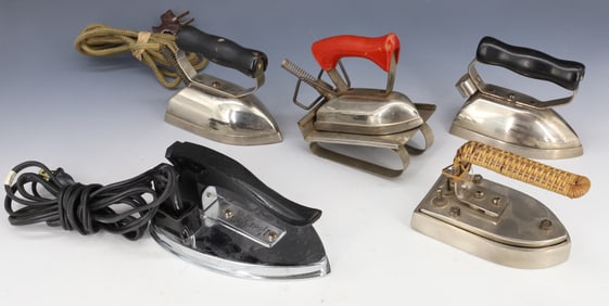 (5) VINTAGE ELECTRIC TRAVEL IRONS