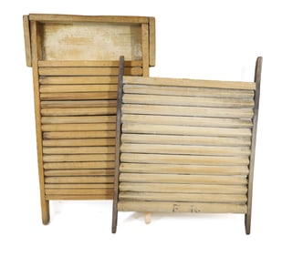 (2) EARLY WOODEN WASHBOARDS