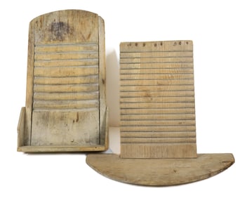 (2) EARLY WOODEN WASHBOARDS