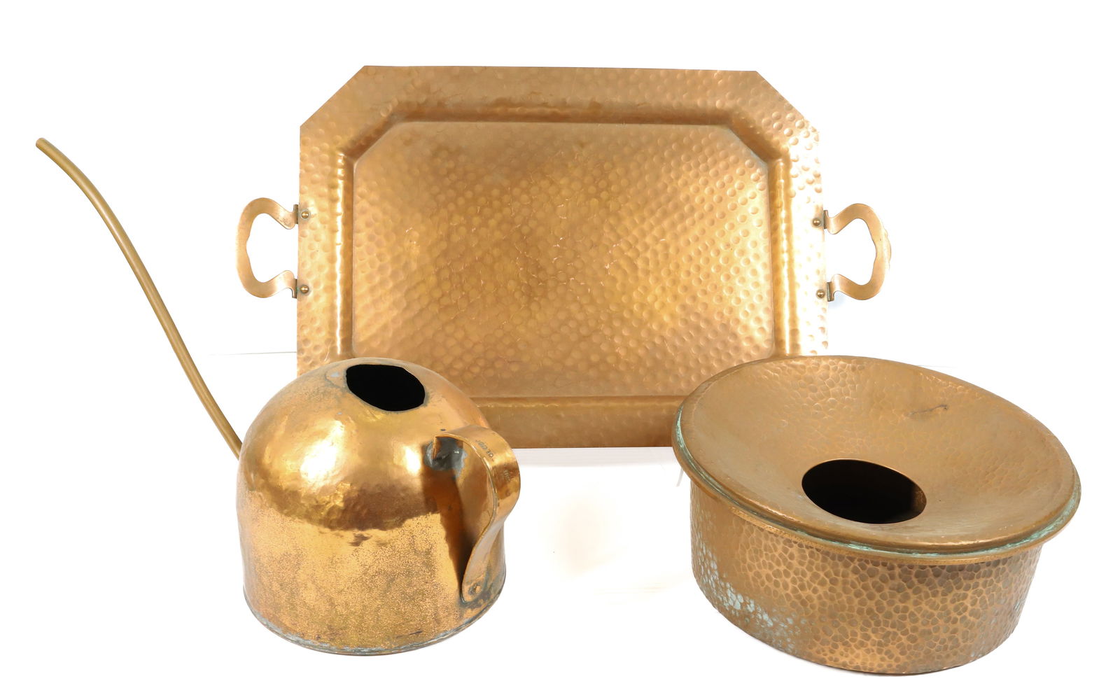COPPER TRAY, WATERING CAN AND SPITTOON (1 of 10)