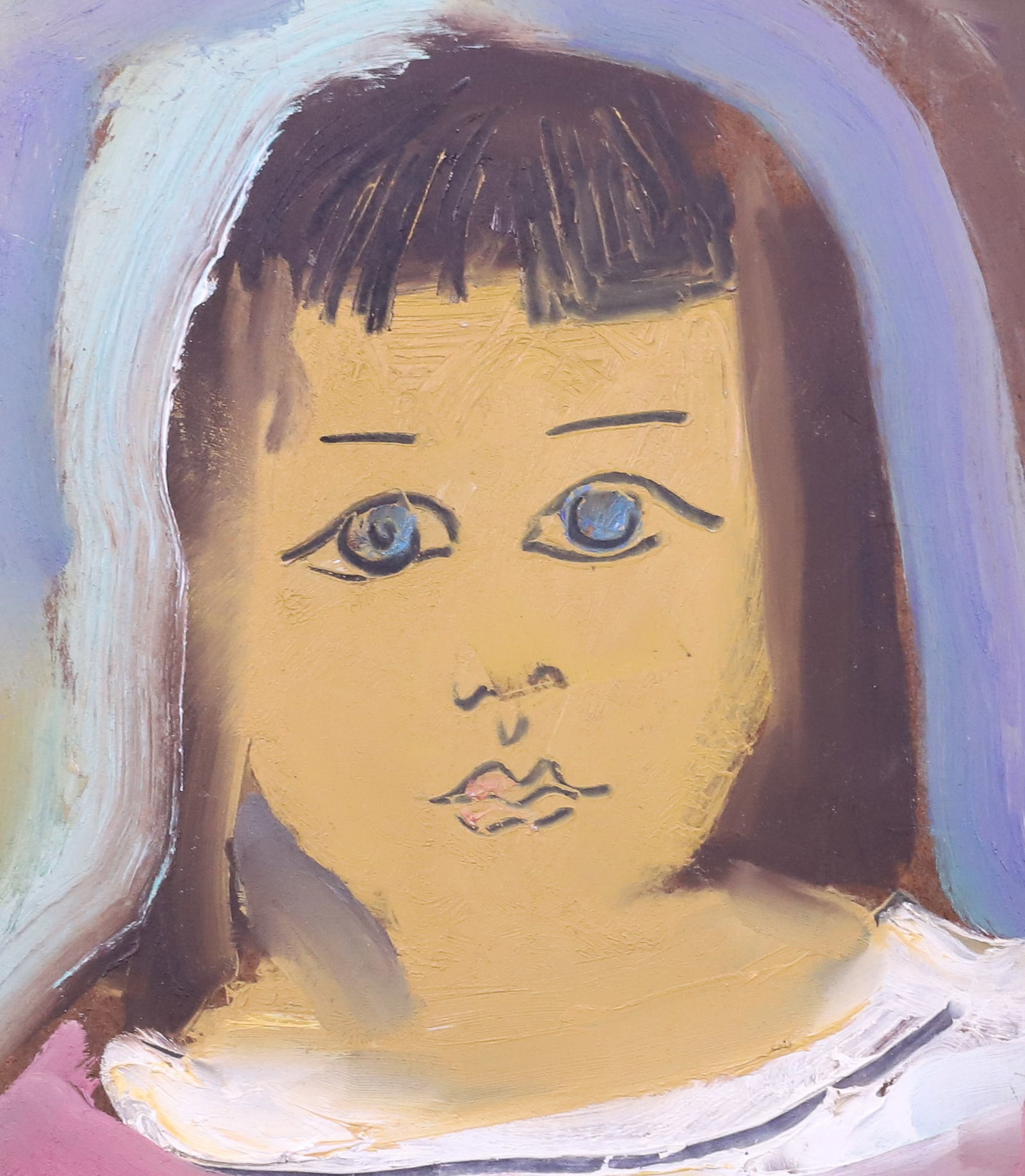 STERLING STRAUSER OIL ON BOARD: PORTRAIT OF A YOUNG GIRL. SGND./DATED LOWER LEFT 9/1/60. UNFRAMED. 10" X 8". FROM THE PRIVATE COLLECTION OF KATHRYN ZERVOS, GRAND DAUGHTER OF STERLING STRAUSER. INV. 60. PLEASE READ CAREFULLY - Terms 