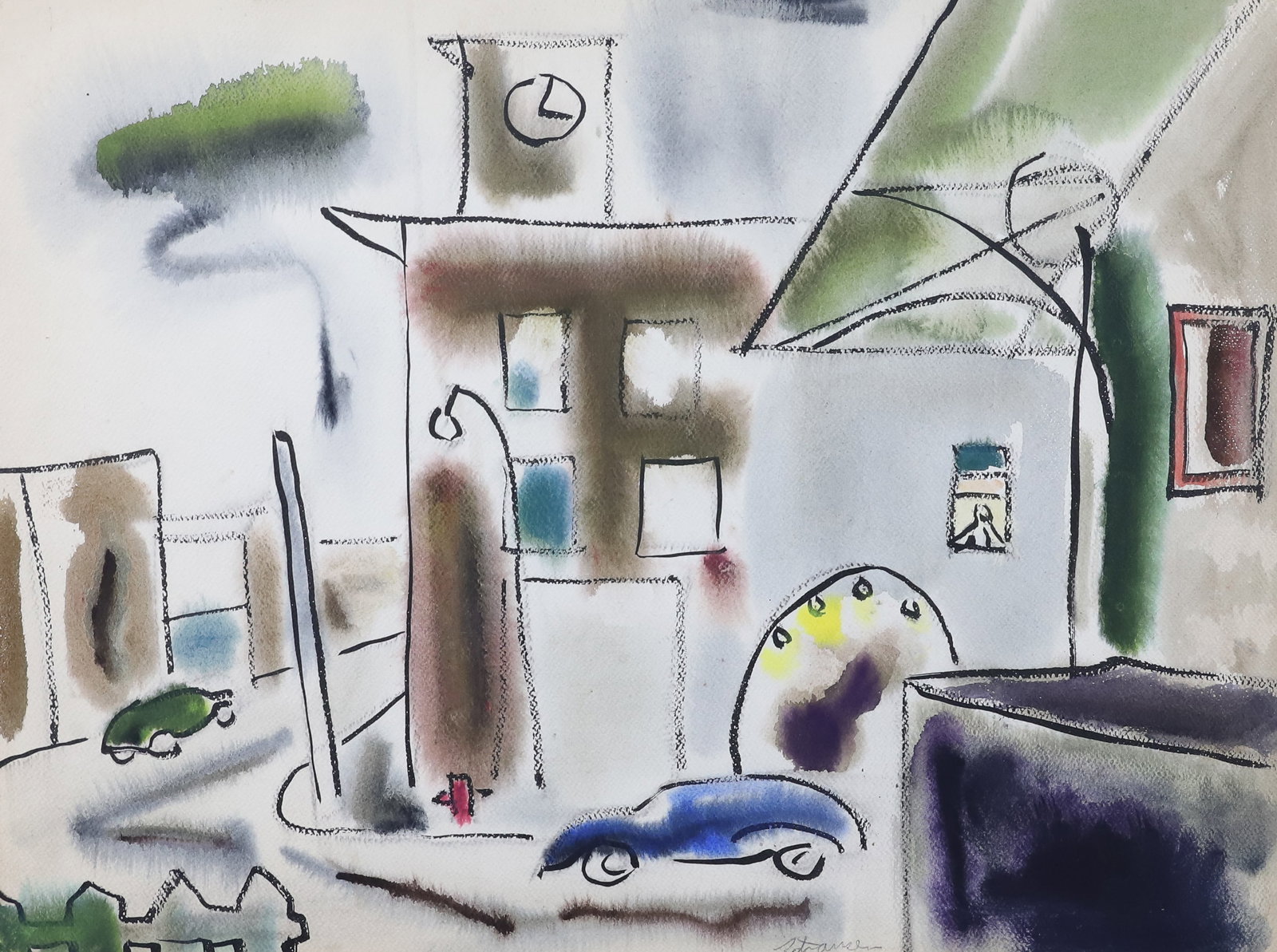 RARE STERLING STRAUSER WATERCOLOR (1 of 4)