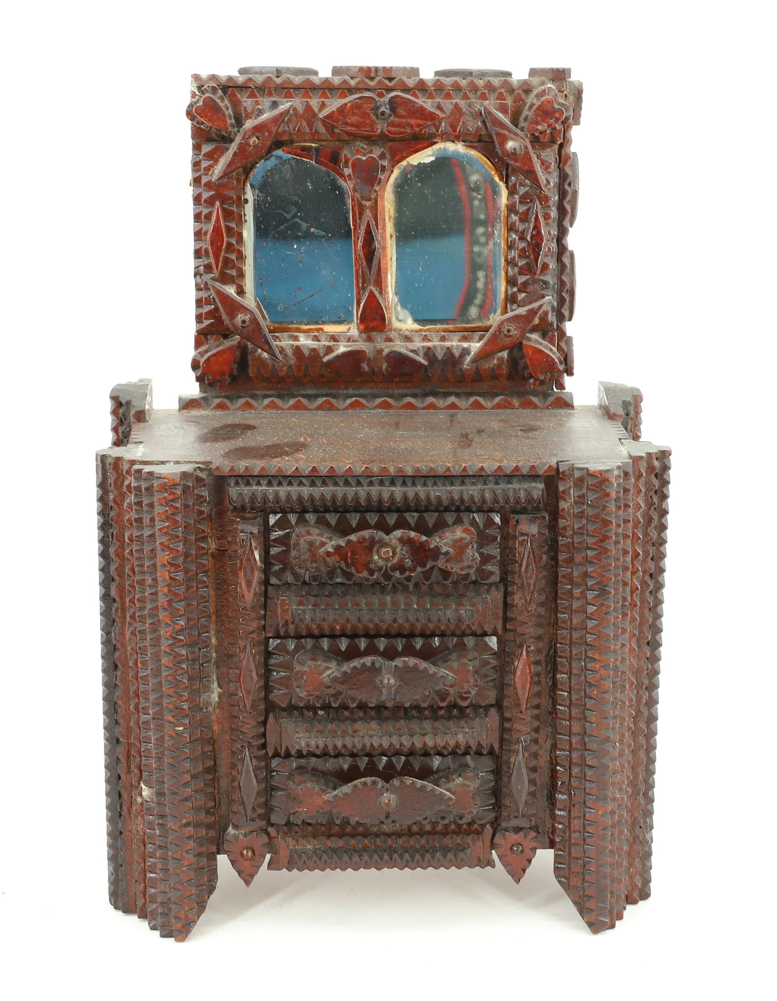 TRAMP ART MINIATURE DRESSER (1 of 6)
