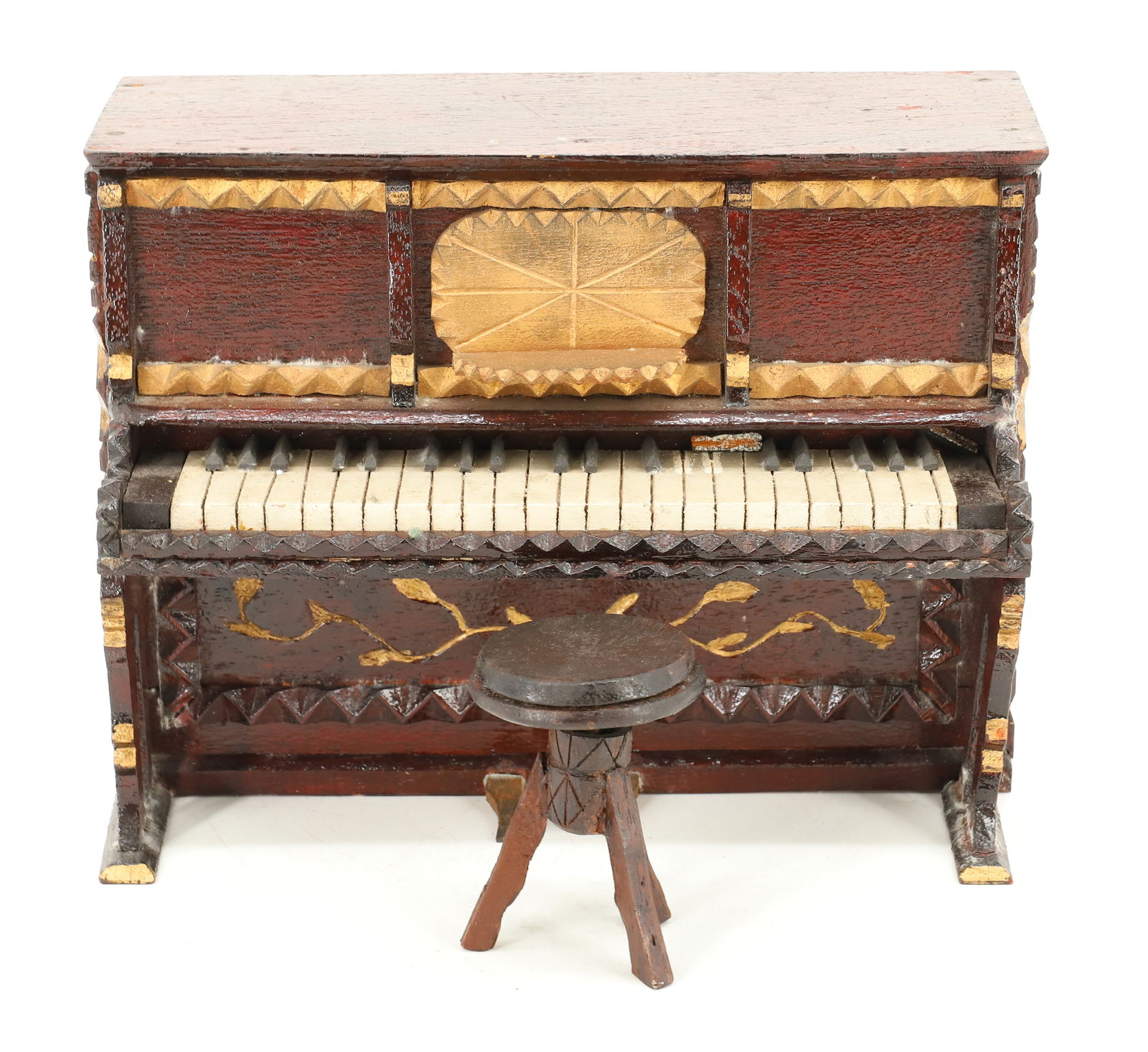 TRAMP ART UPRIGHT MINIATURE PIANO (1 of 4)