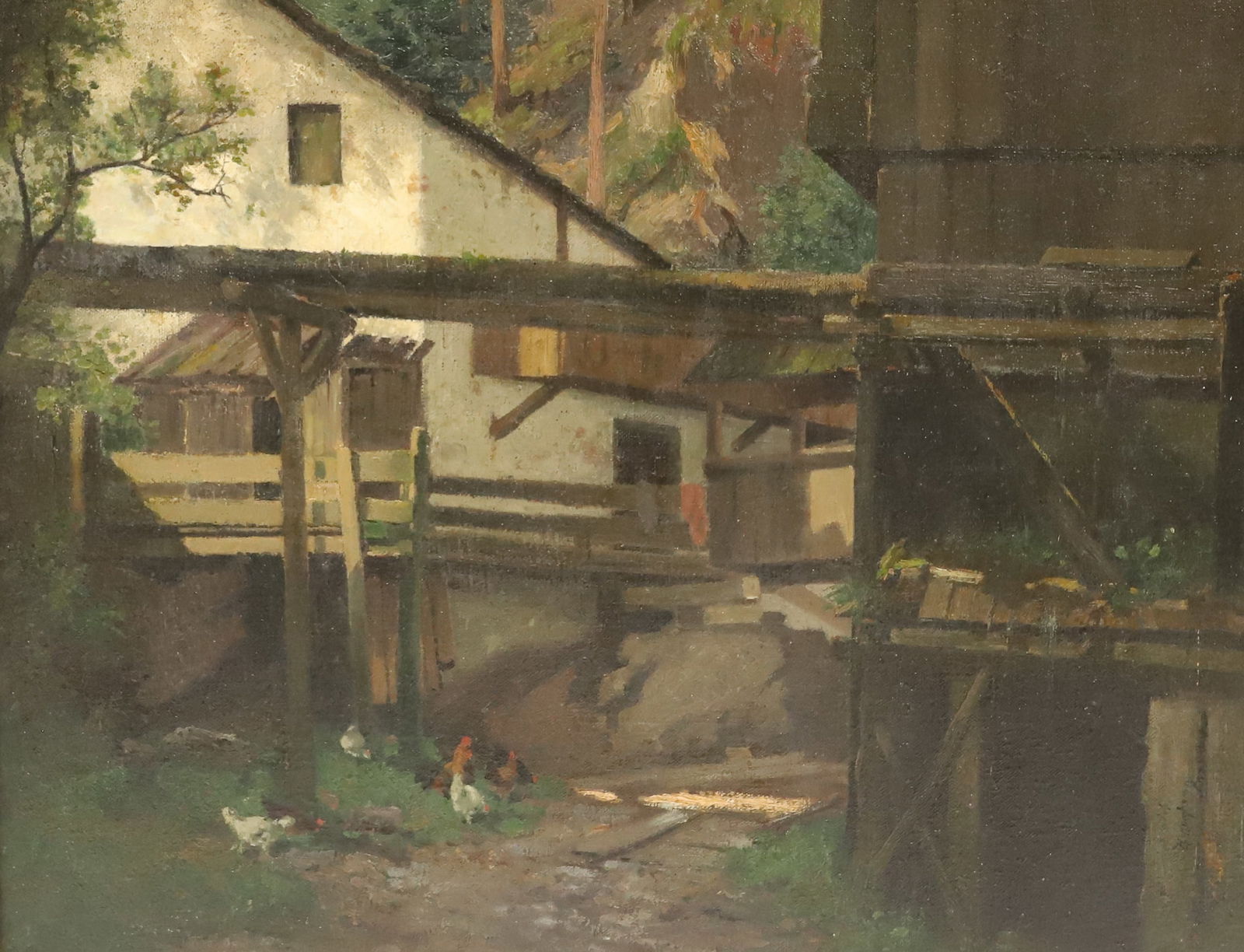 OIL ON CANVAS, RURAL FARM SCENE (1 of 4)