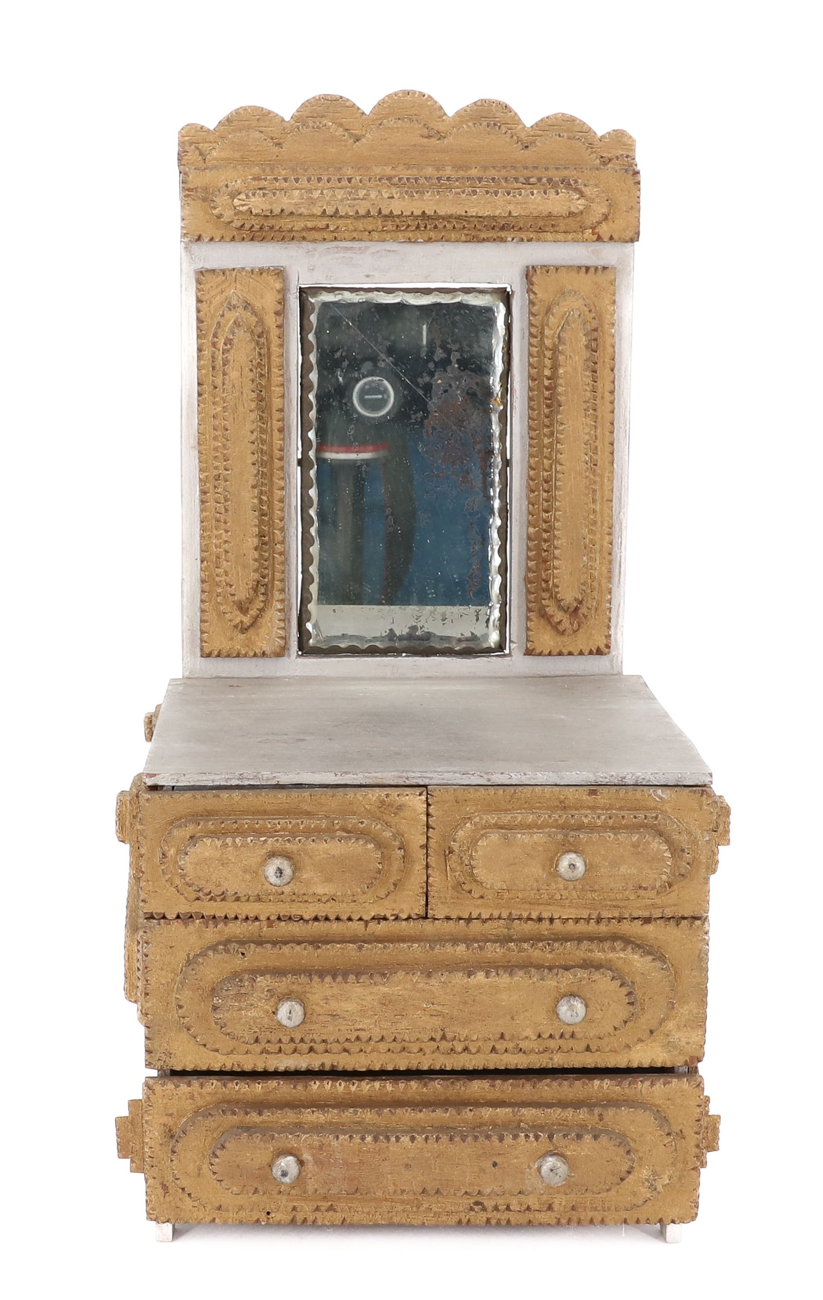 TRAMP ART PAINTED MINIATURE DRESSER (1 of 6)