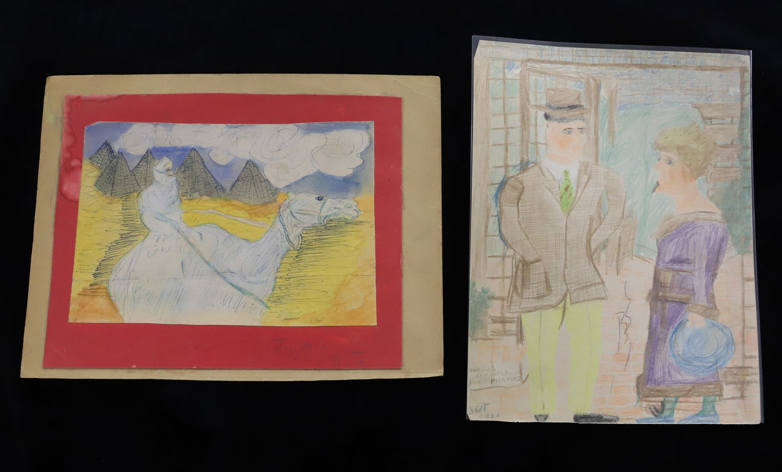 (2) JUSTIN MCCARTHY FOLK ART DRAWINGS (1 of 7)