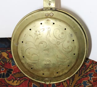 19TH C. BRASS BED WARMER