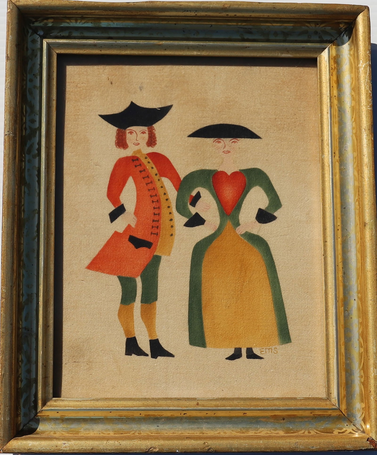 FRAMED PORTRAIT PAINTED ON VELVET, THEOREM (1 of 4)