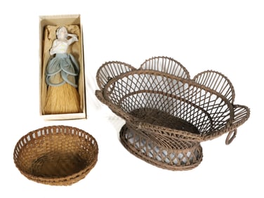 PORCELAIN CLOTHES BRUSH AND BASKETS
