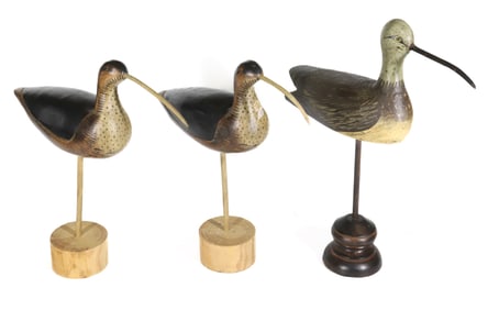 (3) CARVED SHORE BIRD DECOYS