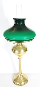 BRASS PEDESTAL KEROSENE LAMP