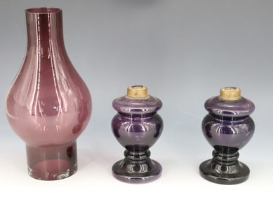 AMETHYST LAMP BASES AND CHIMNEY