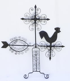 WROUGHT IRON ROOSTER WEATHERVANE