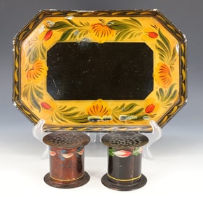 TOLEWARE TRAY AND (2) SANDERS