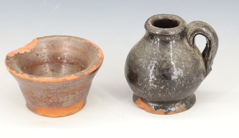 REDWARE MINIATURE JUG AND BOWL