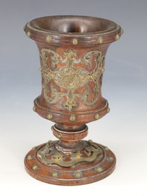 DECORATED TURNED WOODEN CHALICE