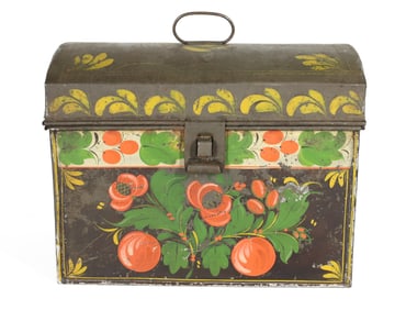 TOLEWARE TIN DOMED TOP BOX