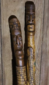 (2) FOLK ART CARVED WALKING STICKS