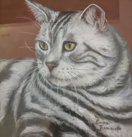 PASTEL ON PAPER, TABBY CAT
